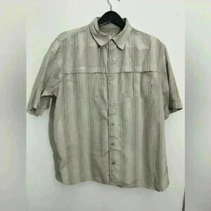 Merrell Opti-Wick UPF Short Sleeve Fishing Vented Metal Button Shirt Men Size XL
